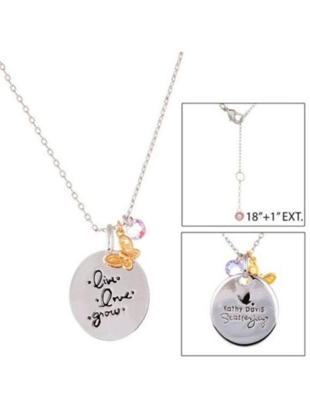 Kathy Davis Live Love Grow ID Disk Necklace